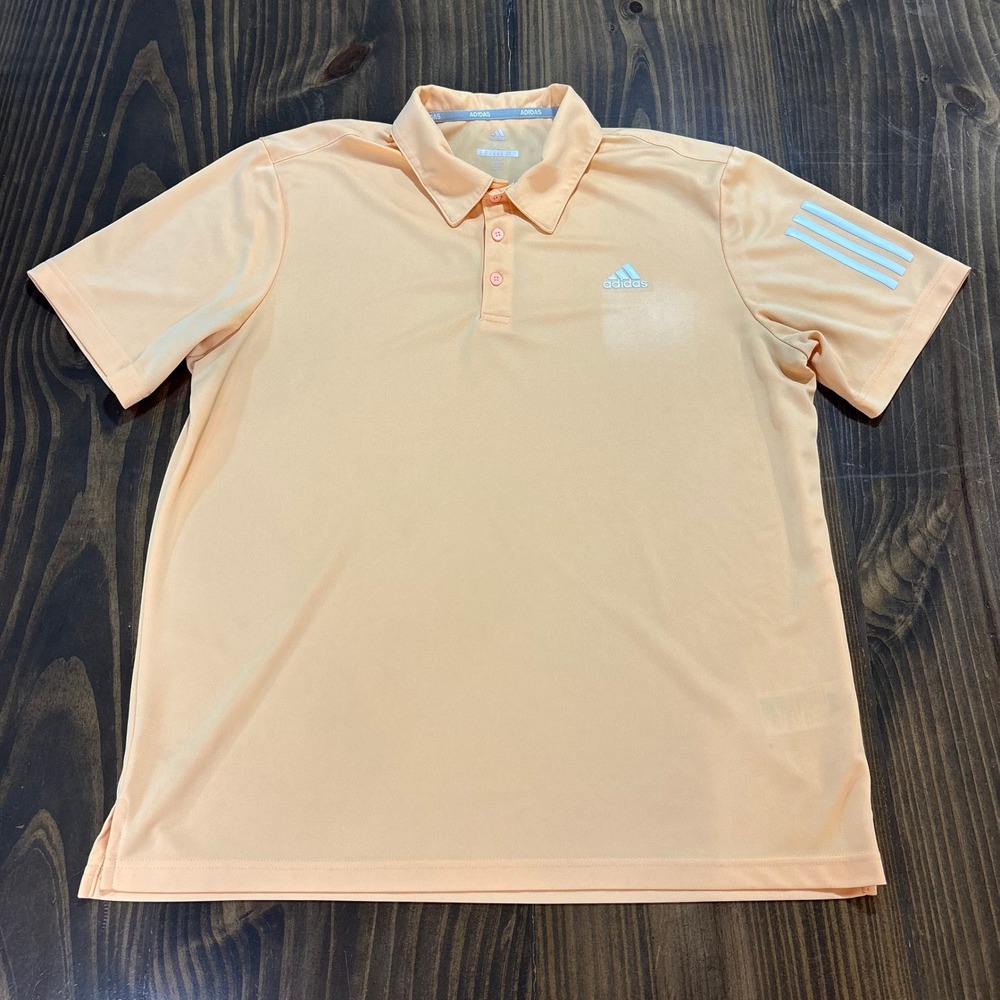 Adidas Golf Polo Shirt Mens XL Orange Short Sleeve 3-Stripe Performance RN88387 - Picture 3 of 9